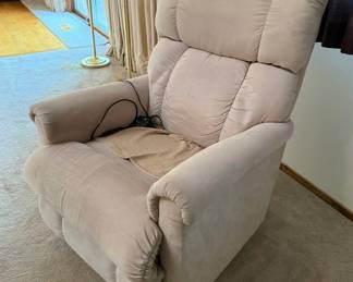 Beige Upholstered Electric Power Lift Recliner Chair with Remote Control