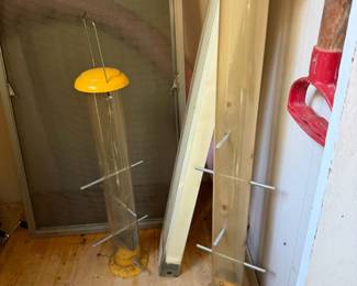 Set of 2 Hanging Tube Bird Feeders with Yellow Caps & Multiple Feeding Perches