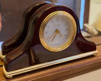 Danbury Clock Company Quartz Mantel Clock with Gold-Tone Accents & Wood Finish