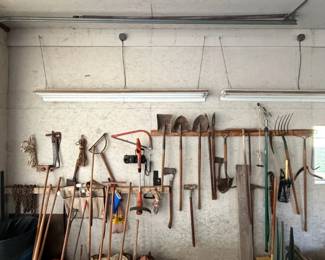 Large Assortment of Lawn & Garden Tools - Shovels, Rakes, Axes, Trimmers & More