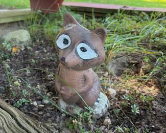 Decorative Raccoon Garden Statue - Woodland Animal Outdoor Yard Figurine