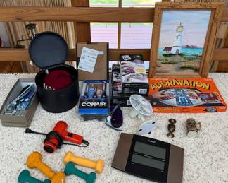 Large Estate Miscellaneous Lot -Household Items, Exercise Weights, Decor, Games & More