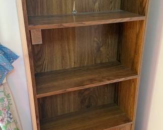Wood Grain Bookcase Display Shelving Unit with 3 Open Shelves & Sliding Door Cabinet