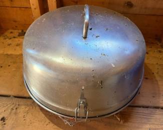 Vintage Metal Charcoal Grill with Domed Lid & Carry Handle - Portable Tabletop Style