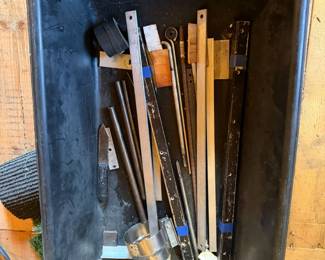 Assorted Metal & Wood Workshop Parts, Rods, Brackets, Rails & Hardware Lot