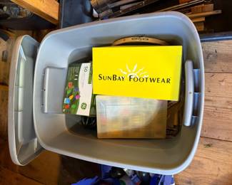 Large Storage Tote of Craft Supplies, Extension Cords, Christmas Lights & Needlework