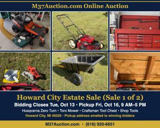 Howard City Online Auction (Sale 1 of 2) – Bidding Closes Tuesday, Oct 13 – Pickup Friday, Oct 16, 9 AM–5 PM