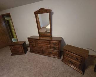 Dresser with Mirror  2 Nightstands