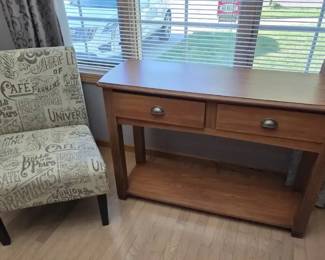 Wood Console Table with 2 Drawers  CafePrint Upholstered A