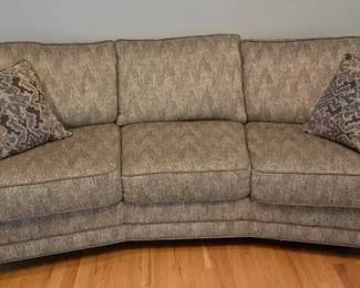  02 Montgomerys Furniture Curved Sofa  Made in USA with Throw