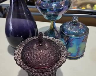 Purple Art Glass  Iridescent Carnival Glass Collection