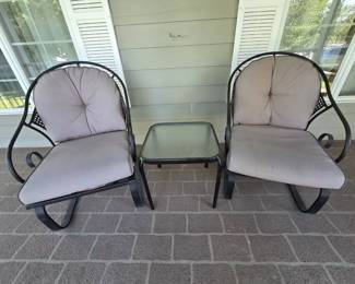 Spring Rocker Chairs  GlassTop Side Table