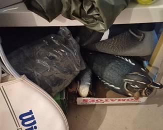 Decoys, Camping Chair, Vintge Wilson Rackets, Air Mattress 