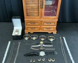 Jewelry Box, Watches, Necklaces, Earrings