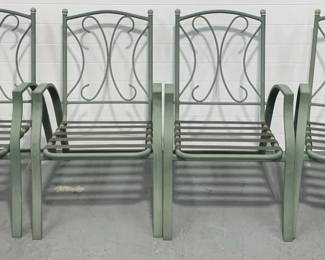 4 Green Metal Patio Chairs