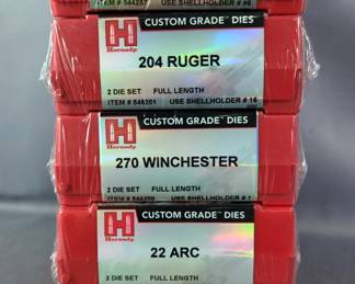  Hornady 6mm ARC, .204 Ruger, .270 WIN, .22 ARC, And .243 WIN Die Sets, Total Qty 5 