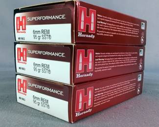 Hornady 6mm REM Ammo, Approx Qty 60 Rds