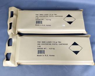 PMC 9mm Luger Ammo, Approx 600 Rds, Qty 2 Sealed Packs