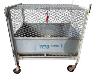 Mobile Galvanized Metal Wire Animal Transport Cage Cart on Wheels