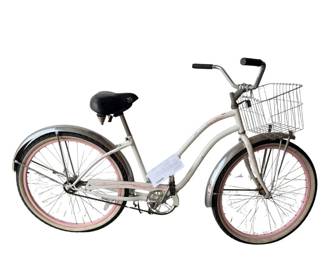 Vintage Women's Orange Cruiser Bike with Front Basket