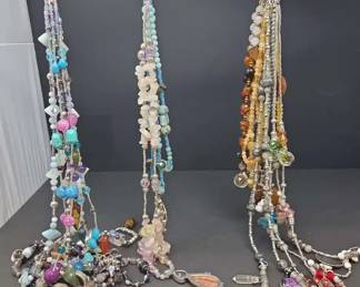 Large Assorted Collection of Handcrafted Beaded Necklaces in Various Styles and Lengths