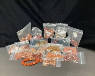 Large Offering of IndividuallySorted Orange, Red EarthTone Beads for Use in Jewelry Making