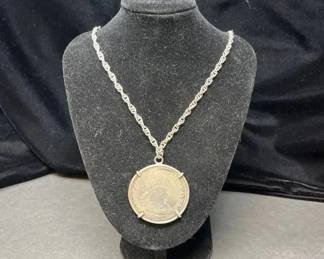 Sterling Silver Louis XIV French Coin Necklace 51g