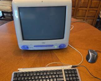 Vintage Apple iMac G3 Grape Purple Computer With Keyboard Powers On, No Display