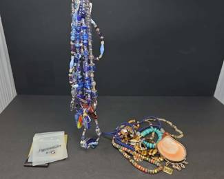 Large Assorted Collection of BohemianStyle Hand Crafted Necklaces in Mixed Materials Colors