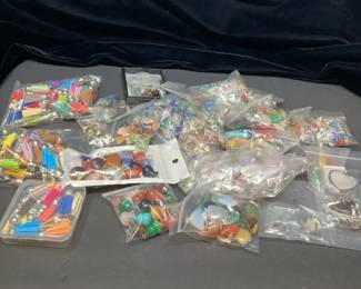 Large Assortment Of Mixed Jewelry Making Supplies Incl. Tassels, Crystals, and Gemstone Pendants