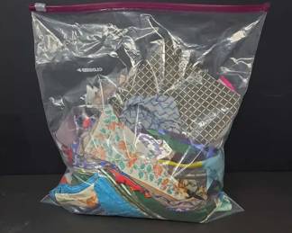 Large Collection of Vintage Fashion Scarves in Assorted Sizes, Fabrics, and Patterns