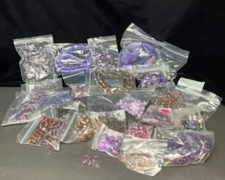 Large Offering of IndividuallySorted Purple and Lavender Beads for Use in Jewelry Making