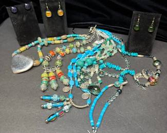 8Piece ArtisanStyle Costume Jewelry Lot Incl. Five 5 Necklaces and Three 3 Pairs of Earrings