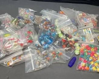 Collection of Assorted Colorful Small Lampwork Beads in Various Shapes, Sizes and Patterns