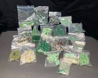 Large Offering of IndividuallySorted Green and Neutraltone Beads for Use in Jewelry Making