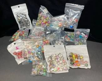 Large Assortment of EuropeanStyle LargeHole Beads, Metal Spacer Charms, and Rhinestone Resin