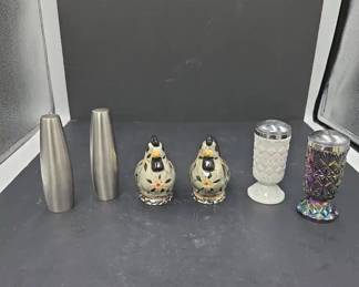 Three 3 Pairs of Vintage Salt and Pepper Shakers in Either Glass, Ceramic or Metal
