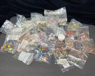 Large Mixed Lot of Assorted Glass Beads, Charms and Jewelry Making Supplies