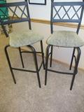 2 Wrought Iron Bar Stools