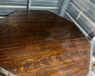 Antique 19th C. Renaissance Revival Carved Oak Octagonal Table 