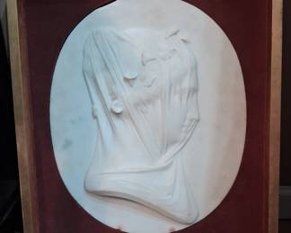 Antique Veiled Woman. Carved Marble