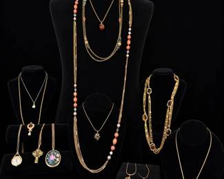 Necklace Collection with Beaded Chains, Floral Pendant, Cross  Pendant Watch
