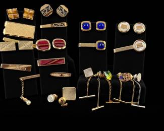Cuff Link  Tie Pin Collection with Matching Sets, Initials  Colorful Accents