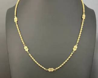 Beverly Hills Gold 14K Yellow Gold DiamondCut Station Necklace8.62g