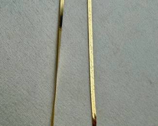 14K Yellow Gold Herringbone Anklet with Elephant Charm, 2.77g