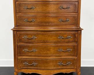 French Provincial Style 7Drawer Dresser  Matching Nightstand with BrassTone Hardware