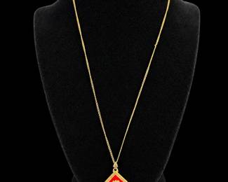 GoldFilled Red Marine Corps Pendant  12K GoldFilled Chain