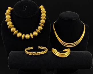 Made in Mexico GoldColored Necklaces and Cuff Bracelets