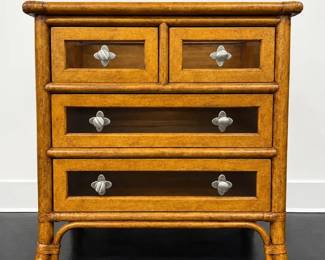 Wood 4Drawer Accent Chest with Glass Top  Decorative Hardware