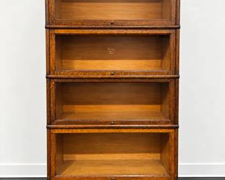  03 Macey Modular Barrister Bookcase Stackable Oak Glass Door Sectional Cabinet